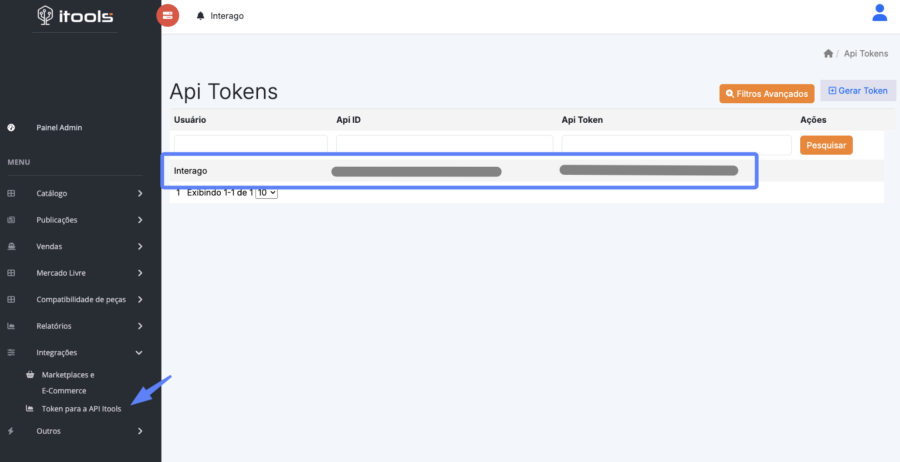 Imagem api_itools_token